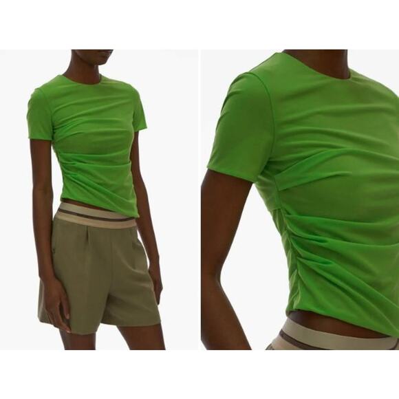 Helmut Lang Green Reversible Short Sleeve T-Shirt Lawn Neon Green XS L NWT 245 - Picture 3 of 12